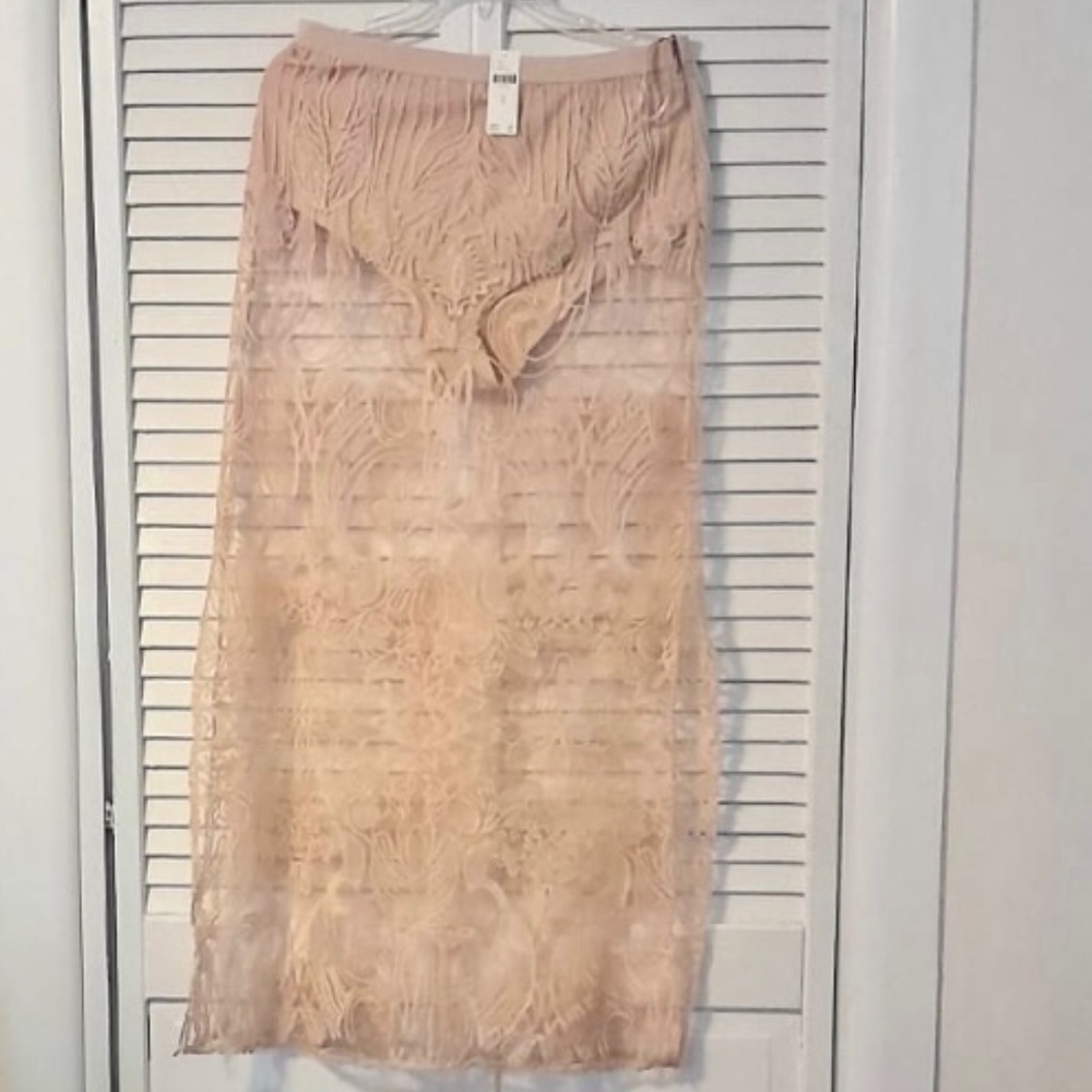 New Anthropologie Sheer Lace Boho Festival  Rose Ballerina Maxi Midi New Years - Picture 6 of 7